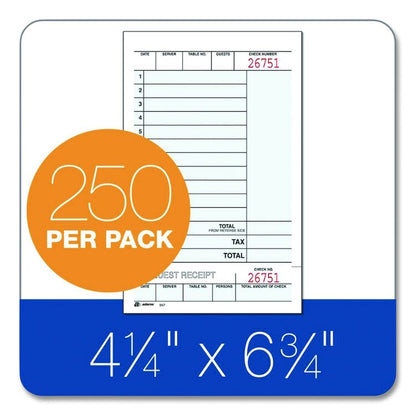 Multi-Part Guest Check Unit Sets, Two-Part Carbonless, 4.25 x 6.75, 250 Forms Total