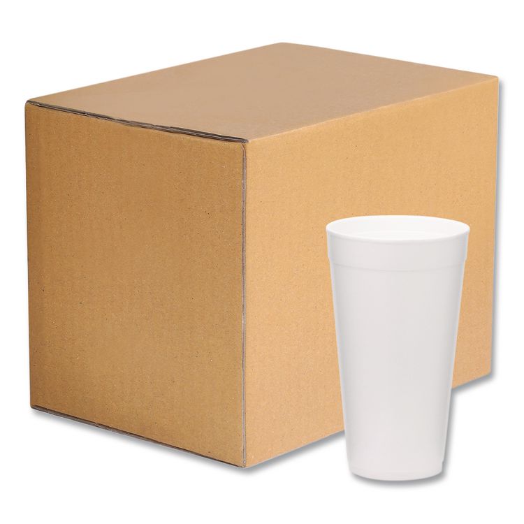 Foam Drink Cups, 20 oz, White, 500/Carton
