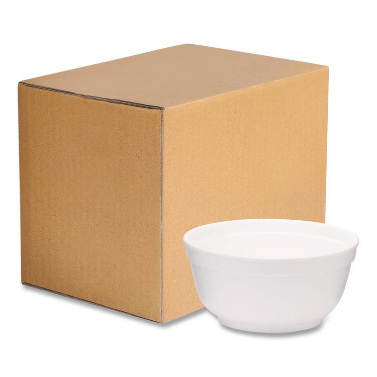 Foam Bowls, Squat Style, 8 oz, White, 1,000/Carton