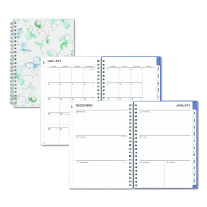 Lindley Weekly/Monthly Planner, Lindley Floral Artwork, 8 x 5, White/Blue/Green Cover, 12-Month (Jan to Dec): 2026