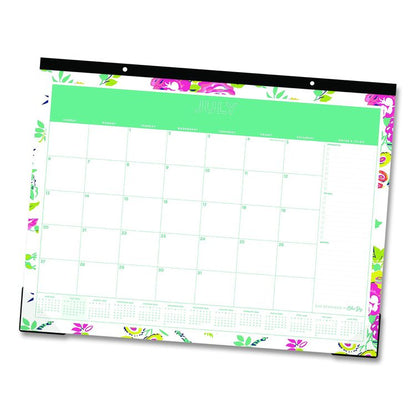 Day Designer Peyton Academic Desk Pad, Floral Artwork, 22 x 17, Black Binding, Clear Corners, 12-Month (July-June): 2025-2026