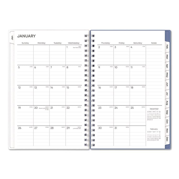 Lindley Weekly/Monthly Planner, Lindley Floral Artwork, 8 x 5, White/Blue/Green Cover, 12-Month (Jan to Dec): 2026