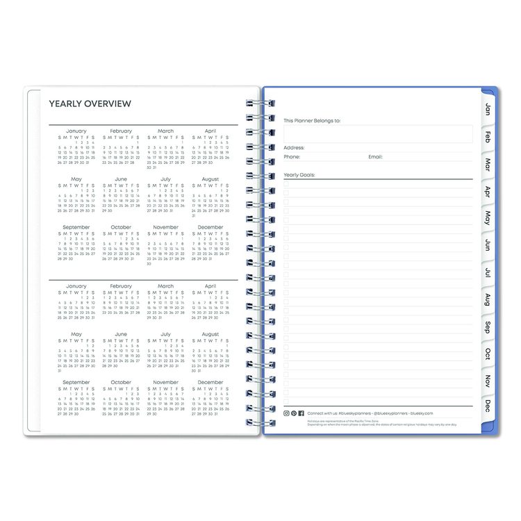 Lindley Weekly/Monthly Planner, Lindley Floral Artwork, 8 x 5, White/Blue/Green Cover, 12-Month (Jan to Dec): 2026