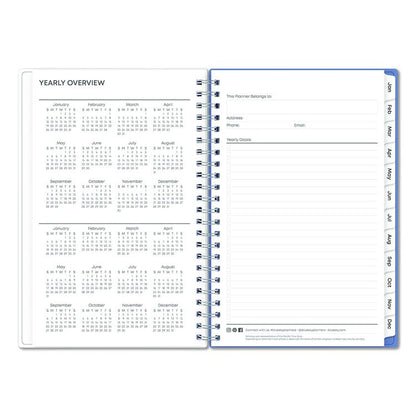 Lindley Weekly/Monthly Planner, Lindley Floral Artwork, 8 x 5, White/Blue/Green Cover, 12-Month (Jan to Dec): 2026