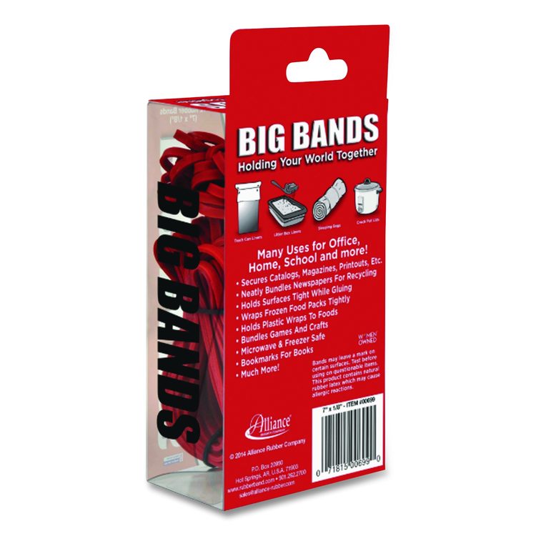 Big Bands Rubber Bands, Size 117B, 0.07" Gauge, Red, 48/Box