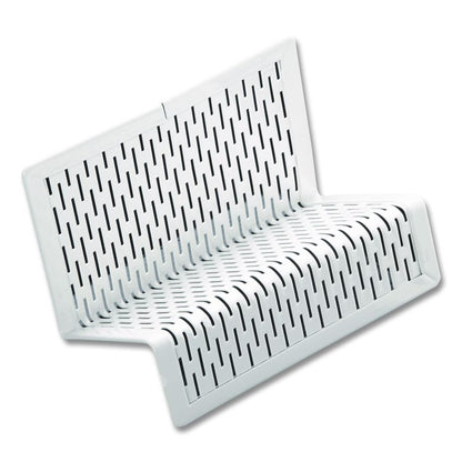 Urban Collection Punched Metal Business Card Holder, Holds 50 2 x 3.5 Cards, Perforated Steel, White