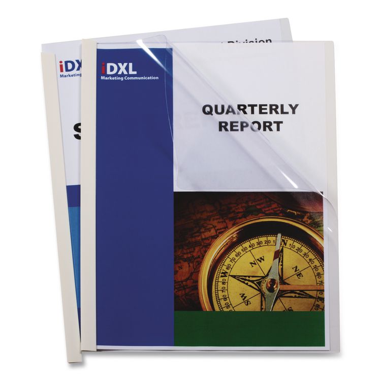 Vinyl Report Covers with Binding Bars, 0.13" Capacity,  8.5 x 11, Clear/Clear, 50/Box