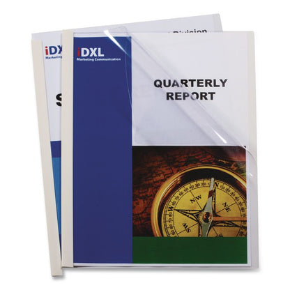 Vinyl Report Covers with Binding Bars, 0.13" Capacity,  8.5 x 11, Clear/Clear, 50/Box