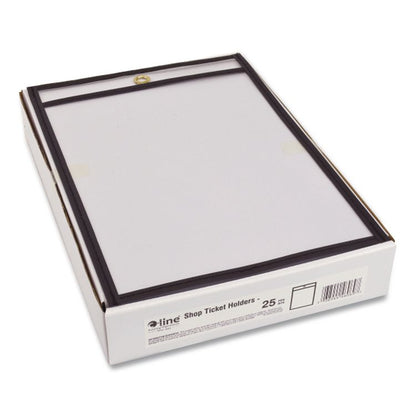 Stitched Shop Ticket Holders, Super Heavy-Duty, Top Load 5 x 8 Insert, Clear Front, Black Border, 25/Box