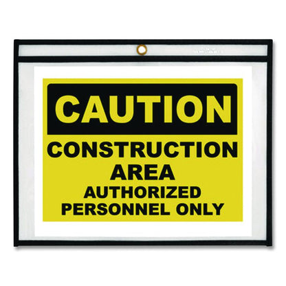 Stitched Shop Ticket Holders, Super Heavy-Duty, Top Load 11 x 8.5 Insert, Clear Front, Black Border, 25/Box