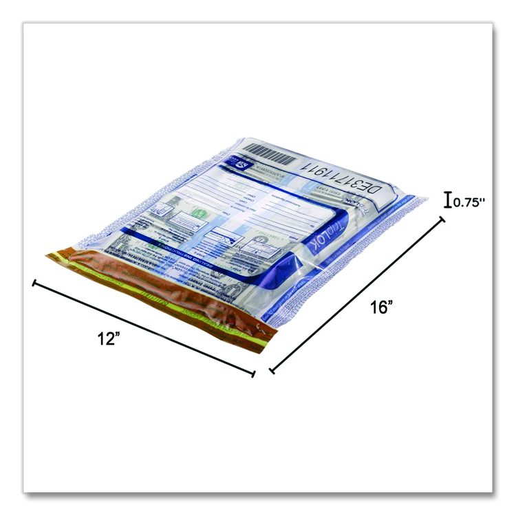 Deposit Bag, Plastic, 12" x 16", White, 100/Pack