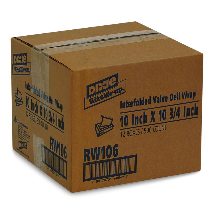 Rite-Wrap Dry Wax Lightweight Deli Paper, 10 x 10.75, 500 Sheets/Pack, 12 Packs/Carton