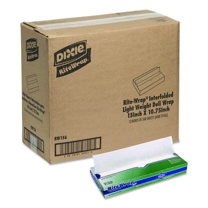 Dry Wax Light Weight Deli Paper, 15.12 x 10.75, 500/Pack, 12 Packs/Carton