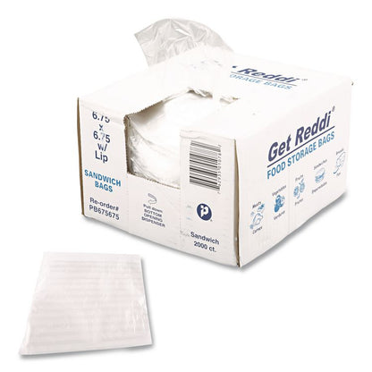 Food Bags, 0.36 mil, 6.75" x 6.75", Clear, 2,000/Carton