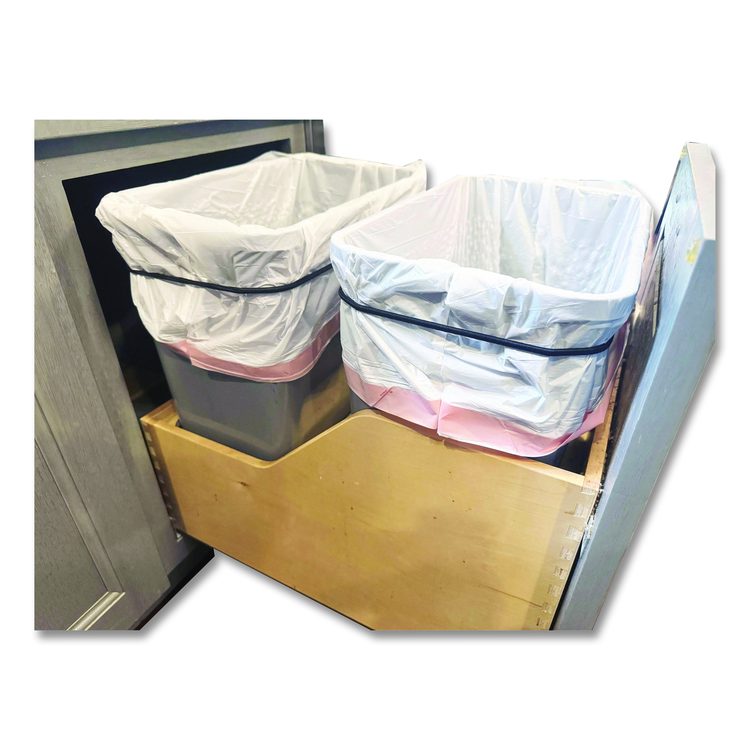 Trash Can Loops, for 5 gal to 20 gal Can, 0.25" x 16", Black, 36/Carton