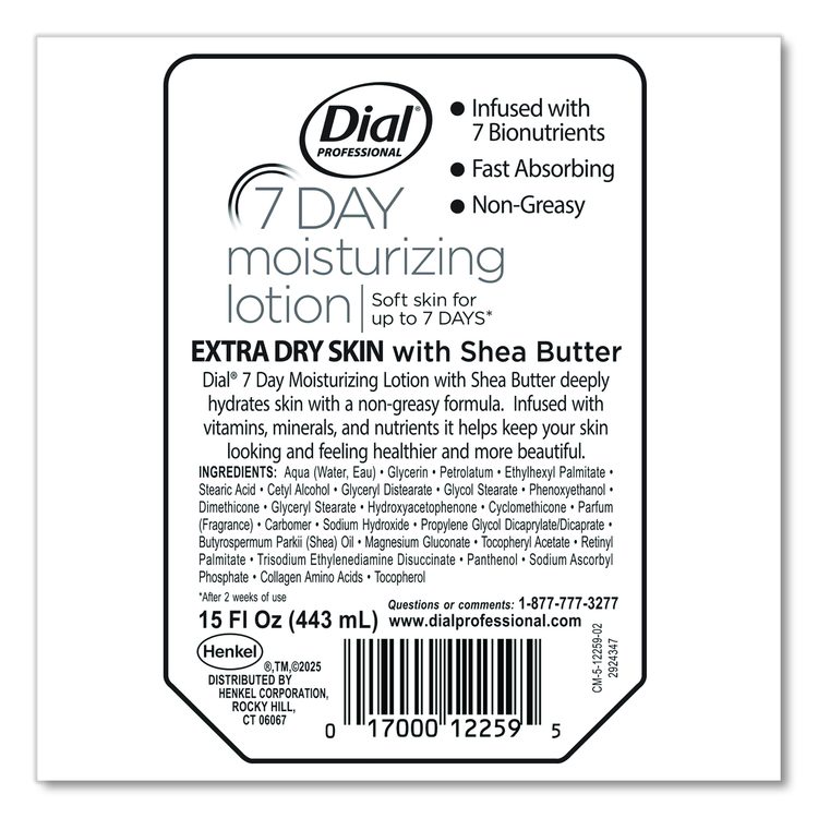 7-Day Moisturizing Lotion for Versa Dispenser, 15 oz Refill Pouch, 6/Carton