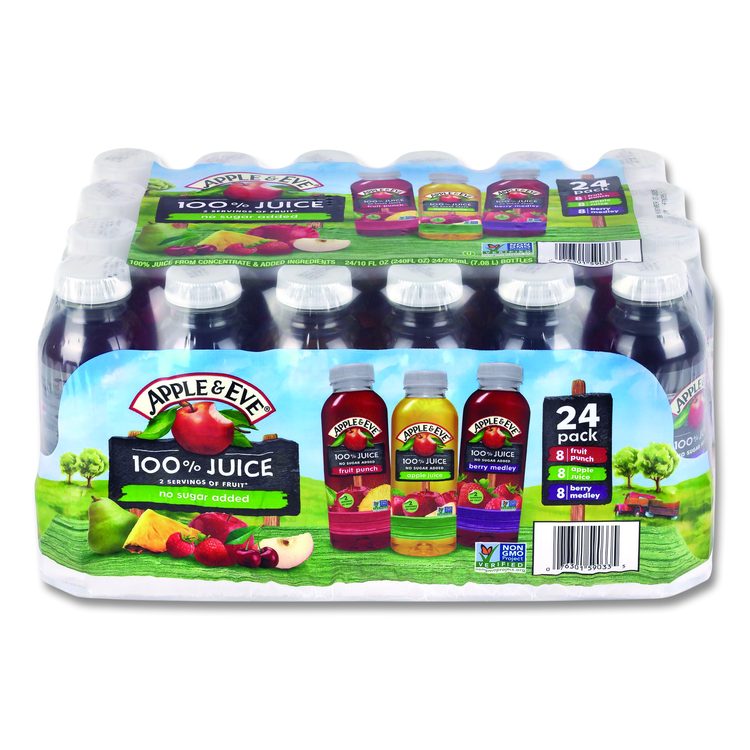 100% Fruit Juice Variety Pack, Assorted Flavors, 10 oz Bottle, 24/Carton