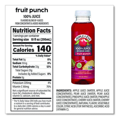 100% Fruit Juice Variety Pack, Assorted Flavors, 10 oz Bottle, 24/Carton