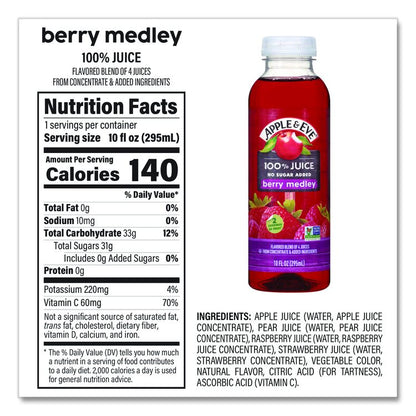 100% Fruit Juice Variety Pack, Assorted Flavors, 10 oz Bottle, 24/Carton