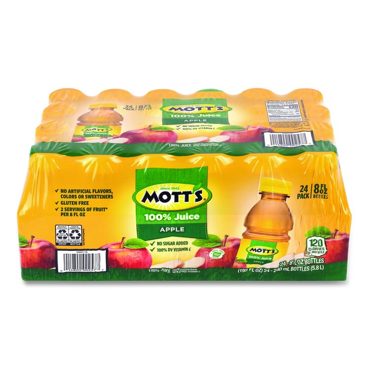 100% Original Apple Juice, Apple, 8 oz Bottle, 24/Carton