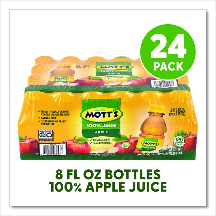 100% Original Apple Juice, Apple, 8 oz Bottle, 24/Carton