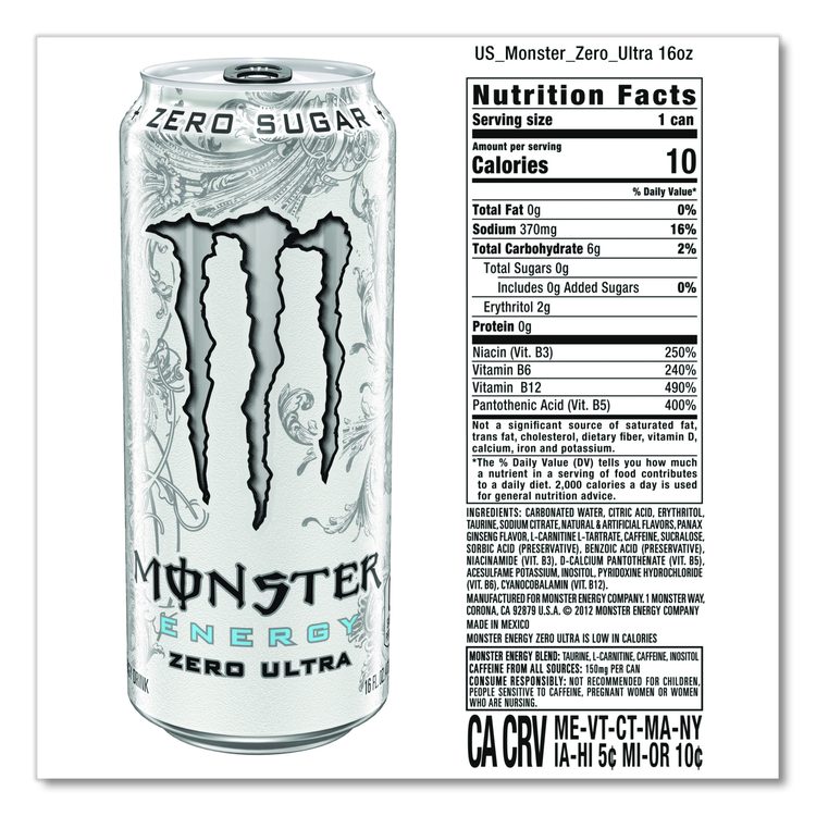 Ultra Zero, Original, 16 oz Bottle, 24/Carton