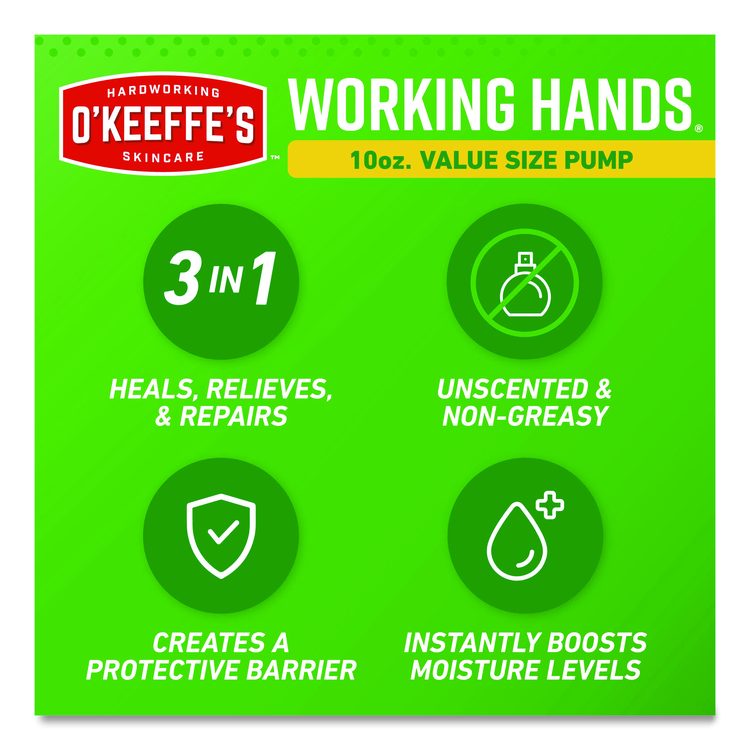 Working Hands Hand Cream, 10 oz Pump Bottle, Unscented