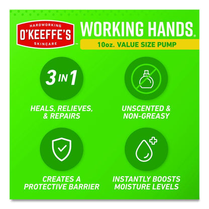 Working Hands Hand Cream, 10 oz Pump Bottle, Unscented