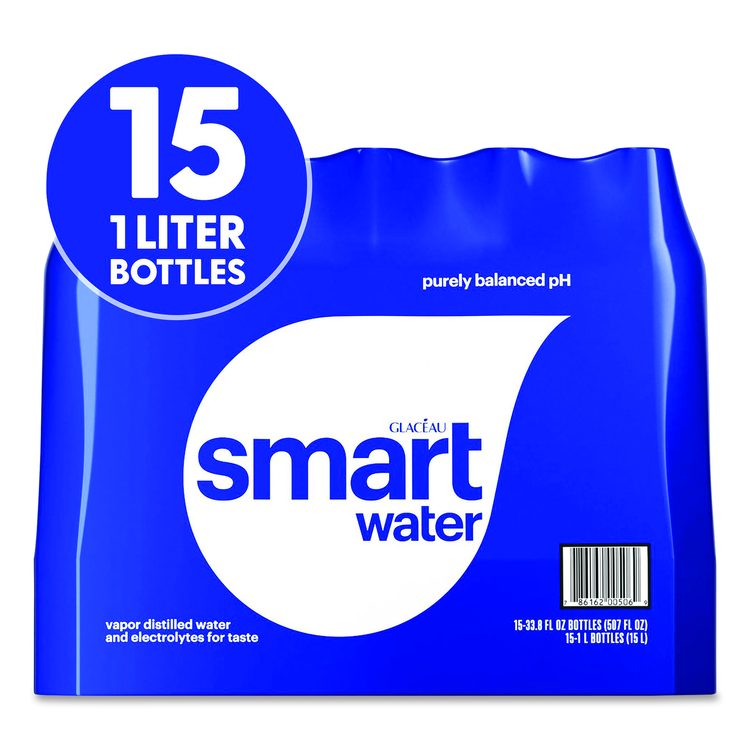 Vapor-Distilled Water, Unflavored, 33.8 oz Bottle, 15/Carton