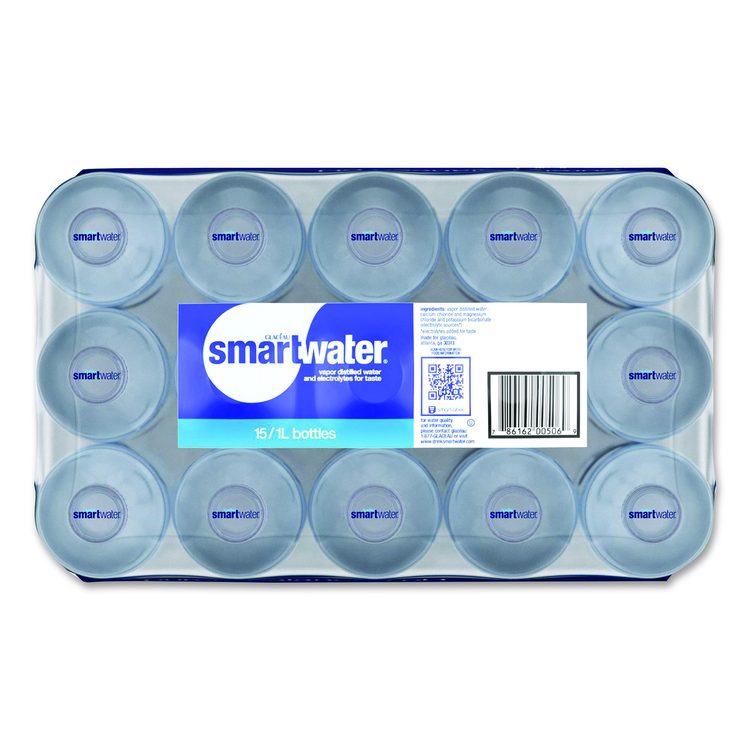 Vapor-Distilled Water, Unflavored, 33.8 oz Bottle, 15/Carton