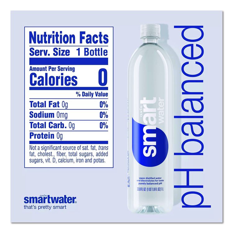 Vapor-Distilled Water, Unflavored, 33.8 oz Bottle, 15/Carton