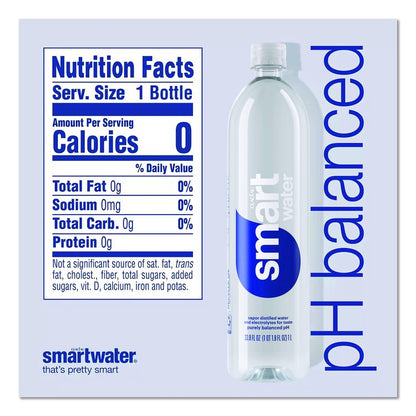 Vapor-Distilled Water, Unflavored, 33.8 oz Bottle, 15/Carton