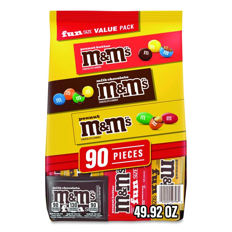 Milk Chocolate, Peanut and Peanut Butter Fun Size Variety Pack, Assorted Flavors, Individually Wrapped, 90 Pieces