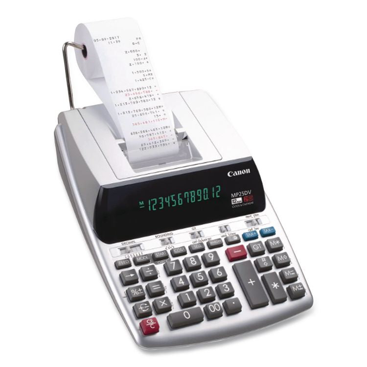 MP25DV 12-Digit Ribbon Printing Calculator, Black/Red Print, 4.3 Lines/Sec