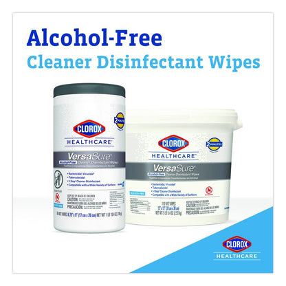 VersaSure Cleaner Disinfectant Wipes, 1-Ply, 12 x 12, Fragranced, White, 110/Bucket, 2 Buckets/Carton