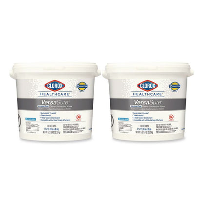 VersaSure Cleaner Disinfectant Wipes, 1-Ply, 12 x 12, Fragranced, White, 110/Bucket, 2 Buckets/Carton