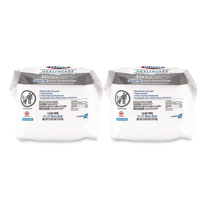 VersaSure Cleaner Disinfectant Wipes, Refill, 1-Ply, 12 x 10, Fragranced, White, 110/Pouch, 2 Pouches/Carton