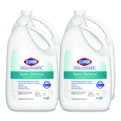 Spore Defense Cleaner Disinfectant, Open System, Unscented, 1 gal Refill Bottle, 4/Carton