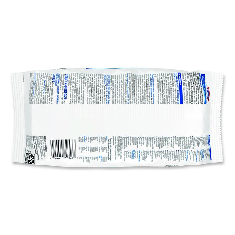 Bleach Germicidal Wipes, Disinfectant Wipes, 1-Ply, 6.75 x 9, Unscented, White, 100 Wipes/Flex-Pack, 6 Flex-Packs/Carton