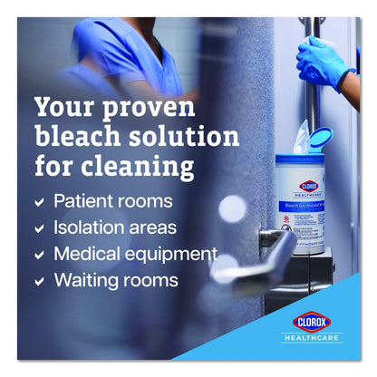 Bleach Germicidal Wipes, Disinfectant Wipes, 1-Ply, 6.75 x 9, Unscented, White, 100 Wipes/Flex-Pack, 6 Flex-Packs/Carton