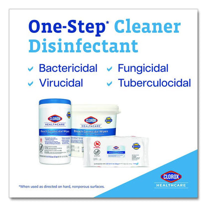 Bleach Germicidal Wipes, 1-Ply, 6.75 x 9, Unscented, White, 70/Canister, 6 Canisters/Carton