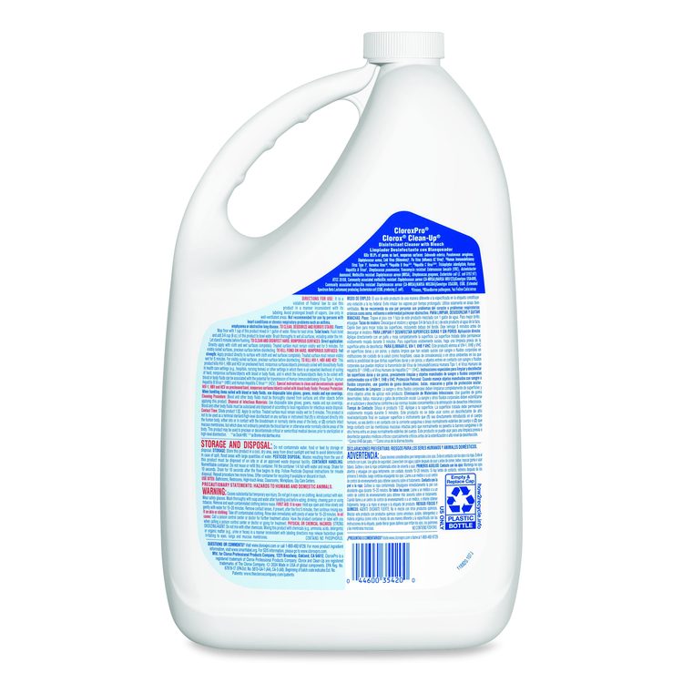 CloroxPro Clean-Up Disinfectant Cleaner with Bleach, 128 oz Refill Bottle, 4/Carton