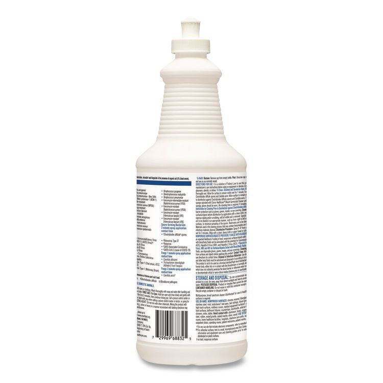 Bleach Germicidal Cleaner, Unscented, 32 oz Pull-Top Bottle, 6/Carton
