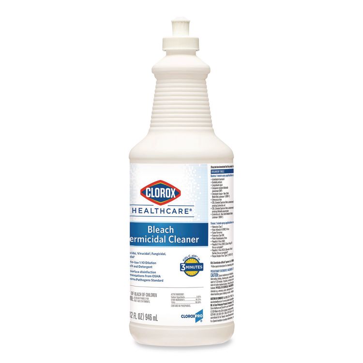 Bleach Germicidal Cleaner, Unscented, 32 oz Pull-Top Bottle, 6/Carton