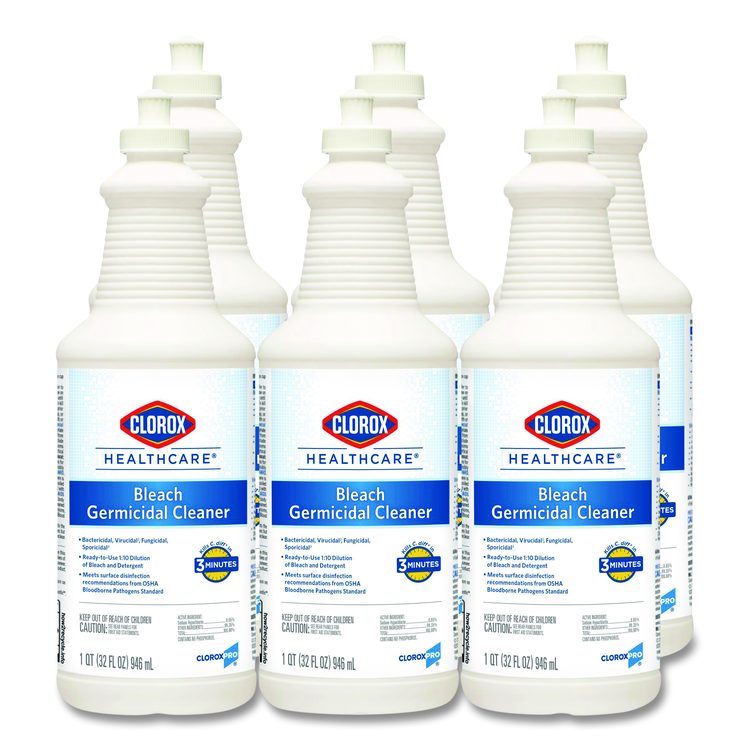 Bleach Germicidal Cleaner, Unscented, 32 oz Pull-Top Bottle, 6/Carton