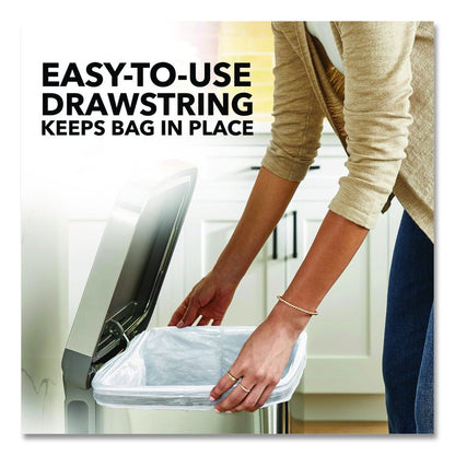 ForceFlex Kitchen Drawstring Trash Bags, 13 gal, Gain Fresh Clean Scent, 24 x 27.38, White, 40 Bags/Box, 6 Boxes/Carton
