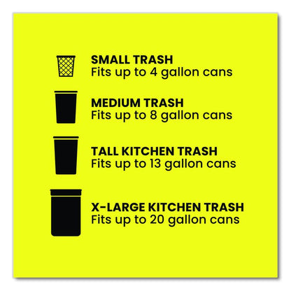 ForceFlex Kitchen Drawstring Trash Bags, 13 gal, Gain Fresh Clean Scent, 24 x 27.38, White, 40 Bags/Box, 6 Boxes/Carton