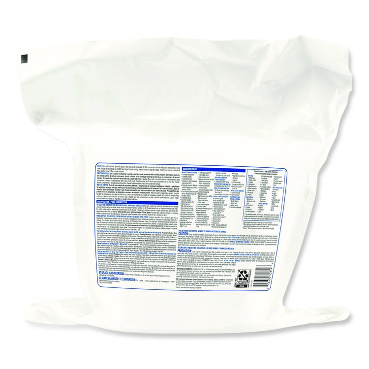 Bleach Germicidal Wipes, 1-Ply, 12 x 12, Unscented, White, 110/Refill, 2 Refills/Carton