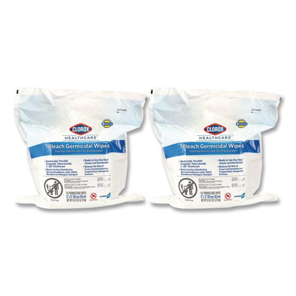 Bleach Germicidal Wipes, 1-Ply, 12 x 12, Unscented, White, 110/Refill, 2 Refills/Carton