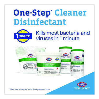 Hydrogen Peroxide Cleaner Disinfectant Wipes, 9 x 6.75, Unscented, White, 95/Canister, 6 Canisters/Carton